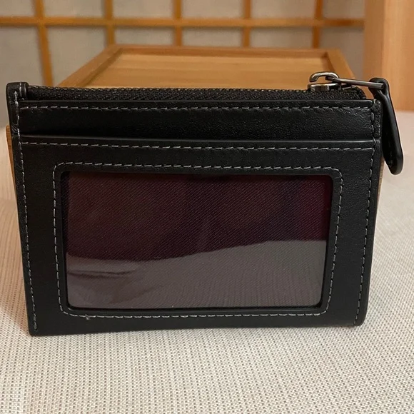 Coach Mini Skinny Id Case With Floral Applique Gunmetal/Black NWT - Picture 5 of 15